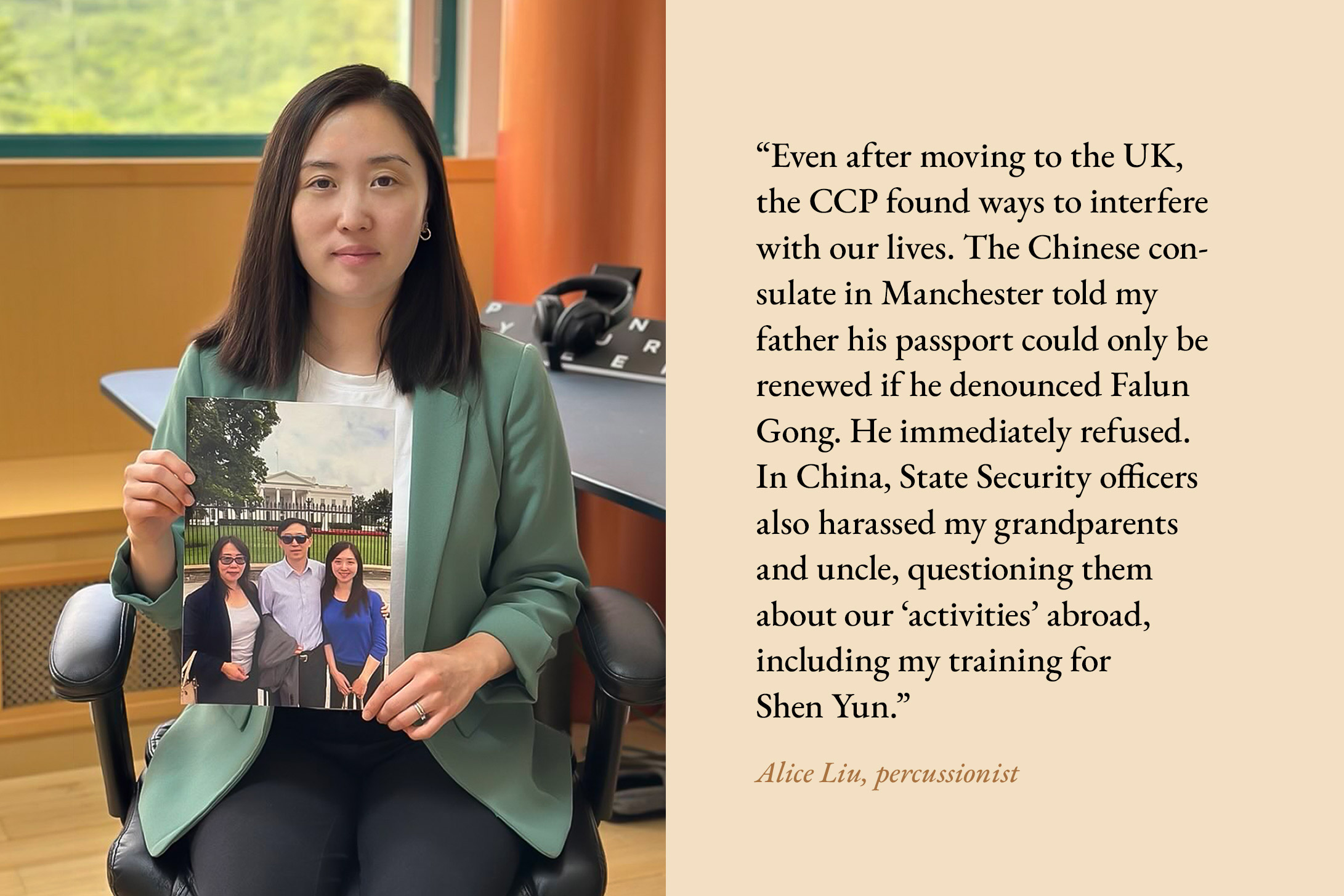 Opowiedziana własnymi słowami historia perkusjonistki:  <a target='_blank' href='https://www.shenyuncommunity.org/post/alice-liu'> Alice Liu</a>.