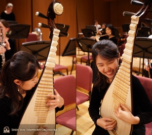 Yuru Chen owocnie spędza czas ze swoją pipą w Yuanlin Performance Hall w Changhua, Tajwan.
